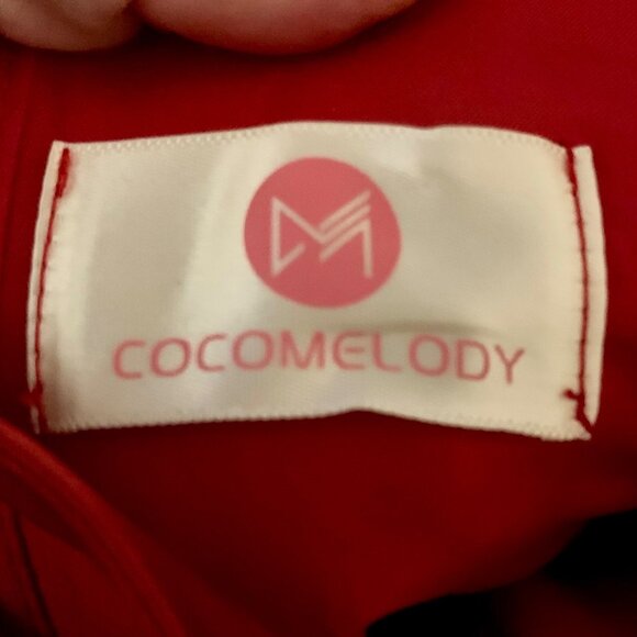 Glam Strapless Red Satin Pleated Cocktail Dress Corset Back M Hoco Bridesmaid - Picture 10 of 10